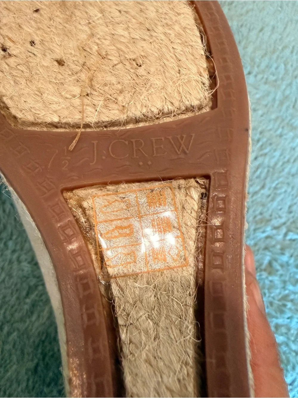 J.Crew Espadrille Wedge Heels Nude Canvas Rope Platform Size 7.5